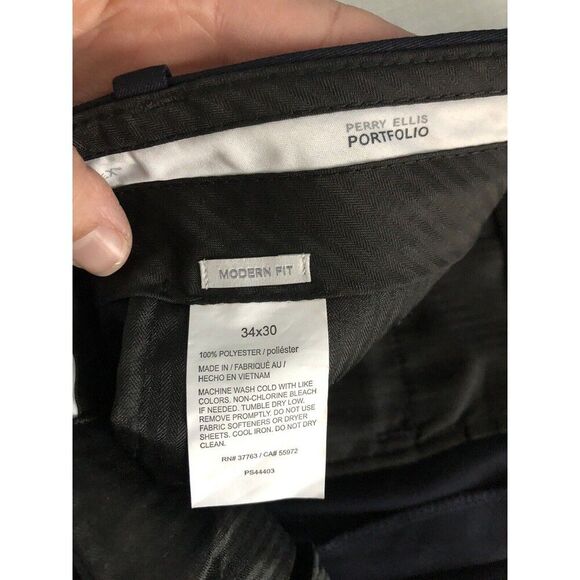 NWT Perry Ellis  Portfolio Pants  Men's 34x30  Slim Fit  Midnight Black $85 - Picture 9 of 13